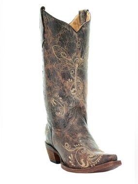 Circle G by Corral Ladies Distressed Dragonfly Cowboy boots size 7.5